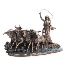 Veronese Design Gefjon Norse Goddess Resin Bronze Sculpture 7.5