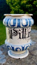 17thC Blue & White Albarello Drug Pharmacy Jar picture