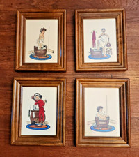 VTG 1960s Set of 4 Framed Lithograph Art  Prints 8.5x10.5