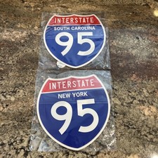 Interstate 95 New York & South Carolina Road Signs Vinyl Decor Set (2) 8.5x8.5” picture