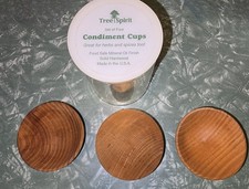 Tree Spirit Set Of 3 Small Wooden Condiment Sauce Cups picture