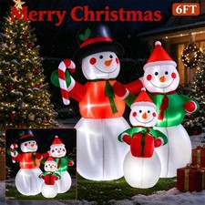 6FT Christmas Inflatable Snowman Family Decorations Blow Up with Rotating Lights picture