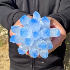 1.16LB Newly discovered blue Phantom Quartz Crystal Cluster mineral samples picture