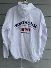 The Boathouse Disney Springs Orlando Captain Zip Hoodie Size M White Nautical picture
