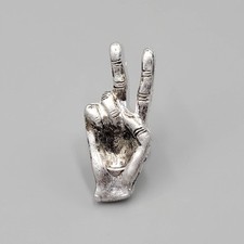 Peace Sign Hippie Vending Machine Prize Metal Ring 1960-70s NOS Silver tone Adj picture