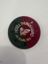 Vintage 1950s Hotel Thunderbird Las Vegas 50¢ Casino Chip Red Green Dovetail picture