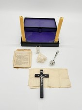 Vintage Perfection Sick-Call Set Catholic Last Rites Crucifix Holy Water Candles picture