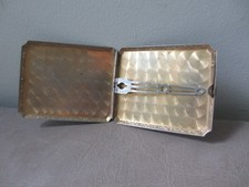 Vintage EAM Art Deco Cigarette Case Silver Tone Silverplate Pinstripe No Monogrm picture