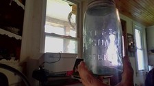 ATLAS MASON S PATENT~W/ATLAS ZINC LID~ICE BLUE QUART~1915-1925 picture