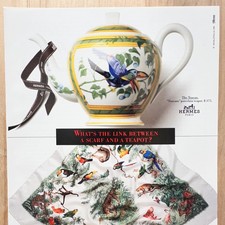 1991 Hermes Paris Silk Scarf Teapot Vintage Print Ad Fashion Advert Art picture