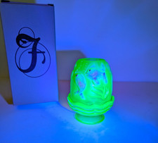 Fenton Topaz Vaseline Opalescent Atlantis Koi Fairy Lamp Light Glows Signed picture