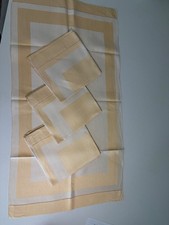 Lot Of 4 fine vintage linen hemstitched border, color blookedpanel 21by39 picture