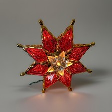 Vintage 1993 Bob Ho Lighted Star Tree Topper-Red & Gold Retro Christmas Decor picture