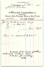 1910 Camden, NJ plumber billhead for B.K. Archer picture