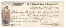 1864 Civil War Era Check Deposit Slip w/ Revenue Stamp Rare, Nice  picture