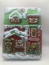 Vintage Christmas Santa’s Workshop Plastic  Cookie Candy Container Box Ullmann picture
