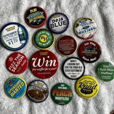 Waffle House 2”-3” Buttons Pins Lot of 15 Apple Crumble Blueberry Peach Racing picture