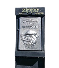 New 2003 Zippo Lighter Operation Iraqi Freedom USMC Bulldog Sealed Box Jan 2003 picture