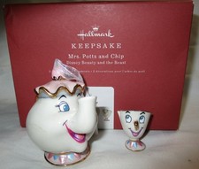 HALLMARK KEEPSAKE BEAUTY AND THE BEAST ORNAMENT SET MRS. POTTS & CHIP NEW W/ BOX picture