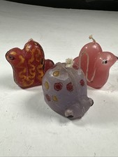 3 Adorable Unused 1970s Psychedelic Vintage Wax Candle Snail & Worms Figurines picture