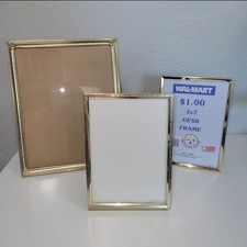 Vintage Set Of 3 Multi Size Goldtone Metal Picture Frames picture