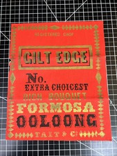Antique 1890-1920s Rice Paper Formosa Ooloong Tea Label Poster Ephemera 10x12 picture