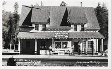 MILL CREEK CALIFORNIA Postcard - St. BERNARD LODGE w GAS STATION Out Front picture