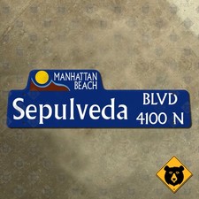 Manhattan Beach California Sepulveda Boulevard street road sign 32x10 picture