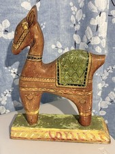Vintage Indian Folk Art Wooden Horse Figurine Hand Painted  picture