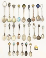 Vintage Souvenir Spoons Lot of 24 US States Travel Collector Enamel Mixed picture