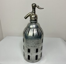 Vintage Ominetti Bressan Maciel Argentina Seltzer Bottle Glass Metal Art Deco picture