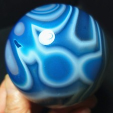 RARE 387.5g Natural Polishing Banded Agate Crystal Ball Healing C1285 picture
