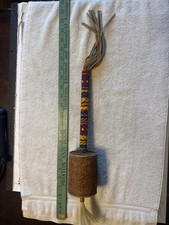 Native American Style Beaded Dance Stick Rattle with Horsehair and Leather Fring picture