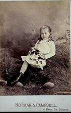 1880 William Notman & Campbell Boston Cabinet Card Girl Holding Doll Photo picture