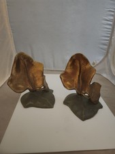 Maclelland Barclay Patinated Bronze Bookends Leaf Design Approx 6 In Tall 1920s  picture