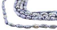 Iridescent Lavender Vintage Japanese Rice Pearl Beads 4mm Purple Oval picture