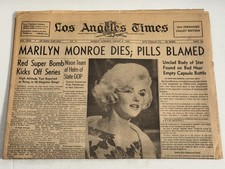 1962 LA Times Marilyn Monroe Dies Newspaper Aug 6 San Fernando Valley Edition picture