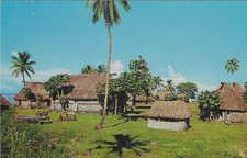 Vintage Fiji Chrome Postcard Fijian Village Thatched Roofs picture