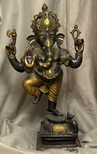 Metal Ganesha Dancing Hindu Statue Figure 35 inches tall picture