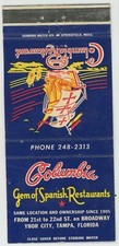 Columbia Spanish Restaurant Ybor City Florida Antiq Matchbook Cover D-6 picture