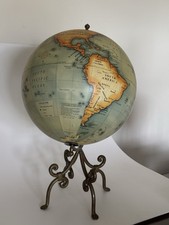 Vintage Style World Globe Ornate Metal Stand Tabletop Office Library Decor picture
