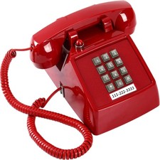 Old School Red Landline Phone - 5- Standby, Easy Installation, Vintage Charm picture