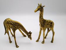 Vintage MCM Solid Brass Giraffes  Set Of 2  picture