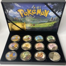 Pokemon 24K Gold Plated 12 Piece Coin Set. Highly Collectible Beautiful Display picture