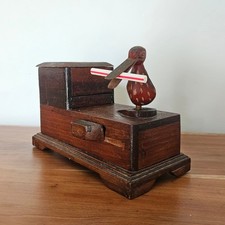 RARE Vintage Handmade Folk Art/ TRAMP ART Mechanical Cigarette Dispenser picture