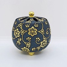 Kutani Ware Incense Burner Koro Aotsubu Gold Kingyoku Nakata III With Wooden Box picture
