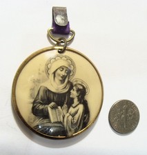 1890s antique catholic Saint Ann Saint Mary Angels double sided medal 54903 picture