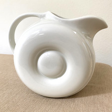 VTG Donut Hall Pitcher White MCM Ceramic Kitchenware Ice Lip 1335 7.5