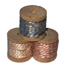 Fun Vintage Miniature Dollhouse Wood 3 Spools Thread Yarn Or Rope  picture