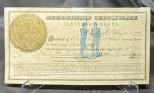 1877 Cleveland Grays Membership Signed Certificate Embossed Ohio Militia picture